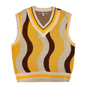 Urban Outfitters UO Yellow Patterned Knit Sweater Vest Mens S